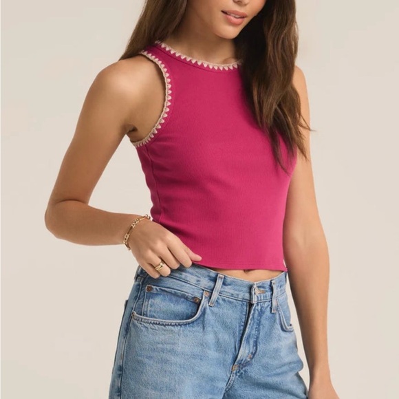 Z Supply Tops - New Z Supply AVRIL RIB WHIPSTITCH
TANK (CACTUS
SUNFLOWER) - Z SUPPLY, Small